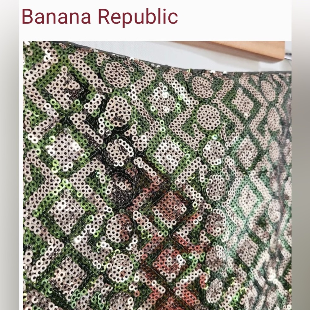 NWT Banana Republic Sequins Skirt Green Size 12 - Picture 2 of 5